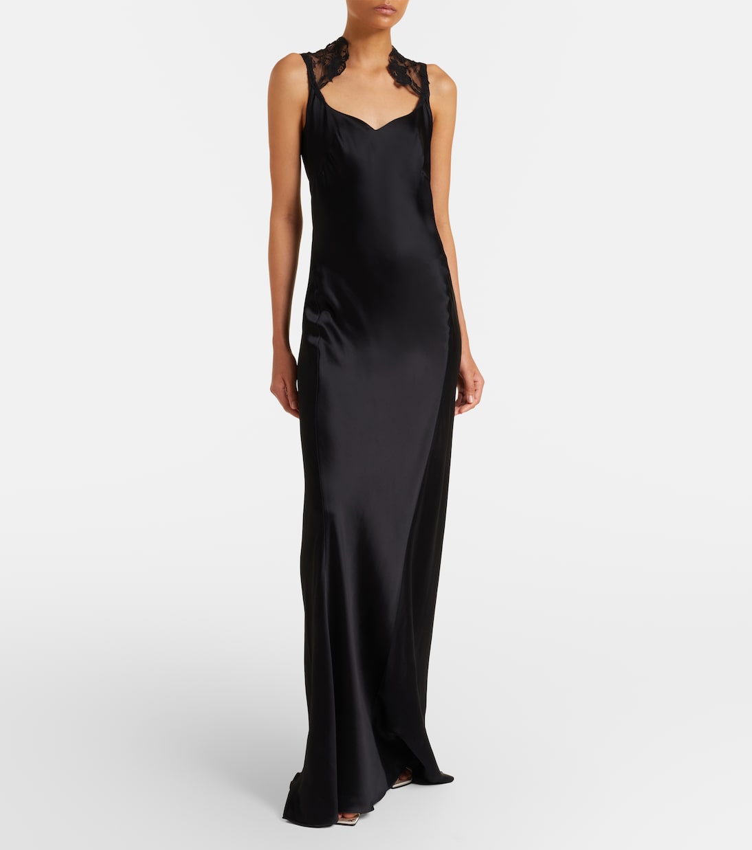 McQueen - Lace-trimmed satin gown