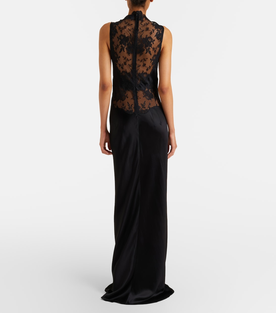McQueen - Lace-trimmed satin gown