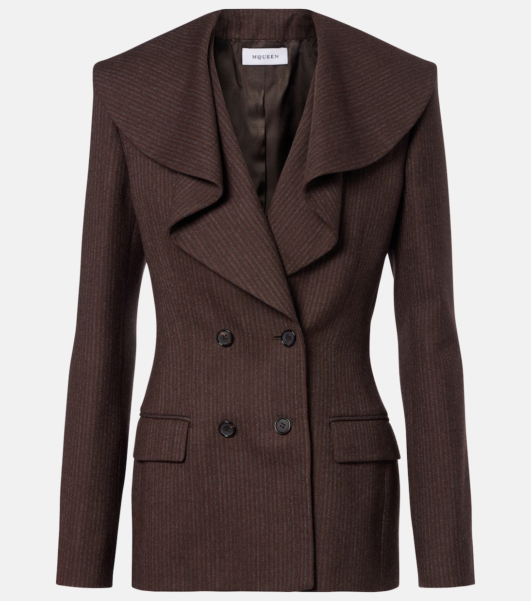 McQueen - Draped pinstripe wool blazer