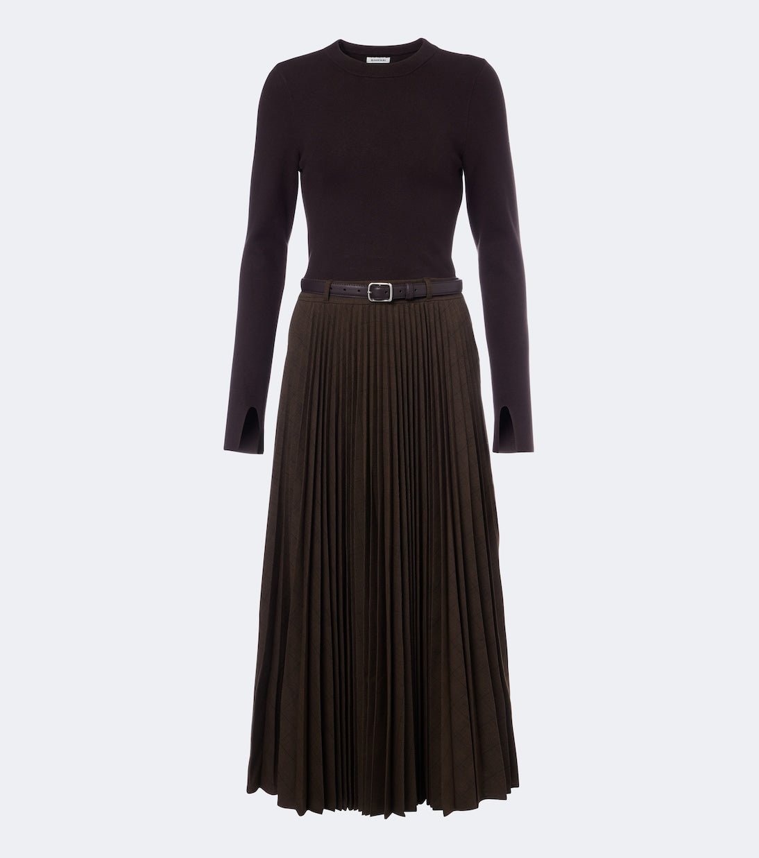 Simkhai - Abilene checked ribbed-knit pleated midi dress