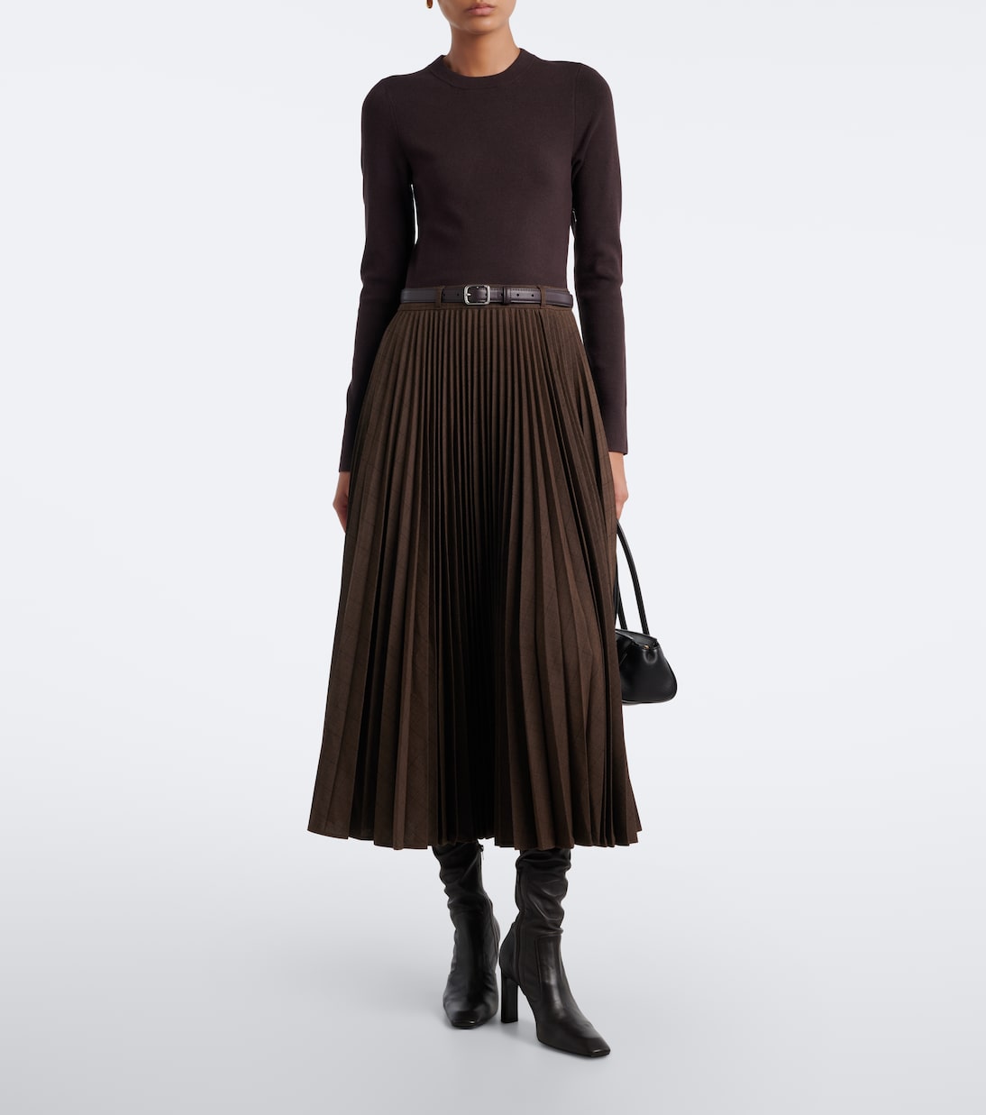 Simkhai - Abilene checked ribbed-knit pleated midi dress
