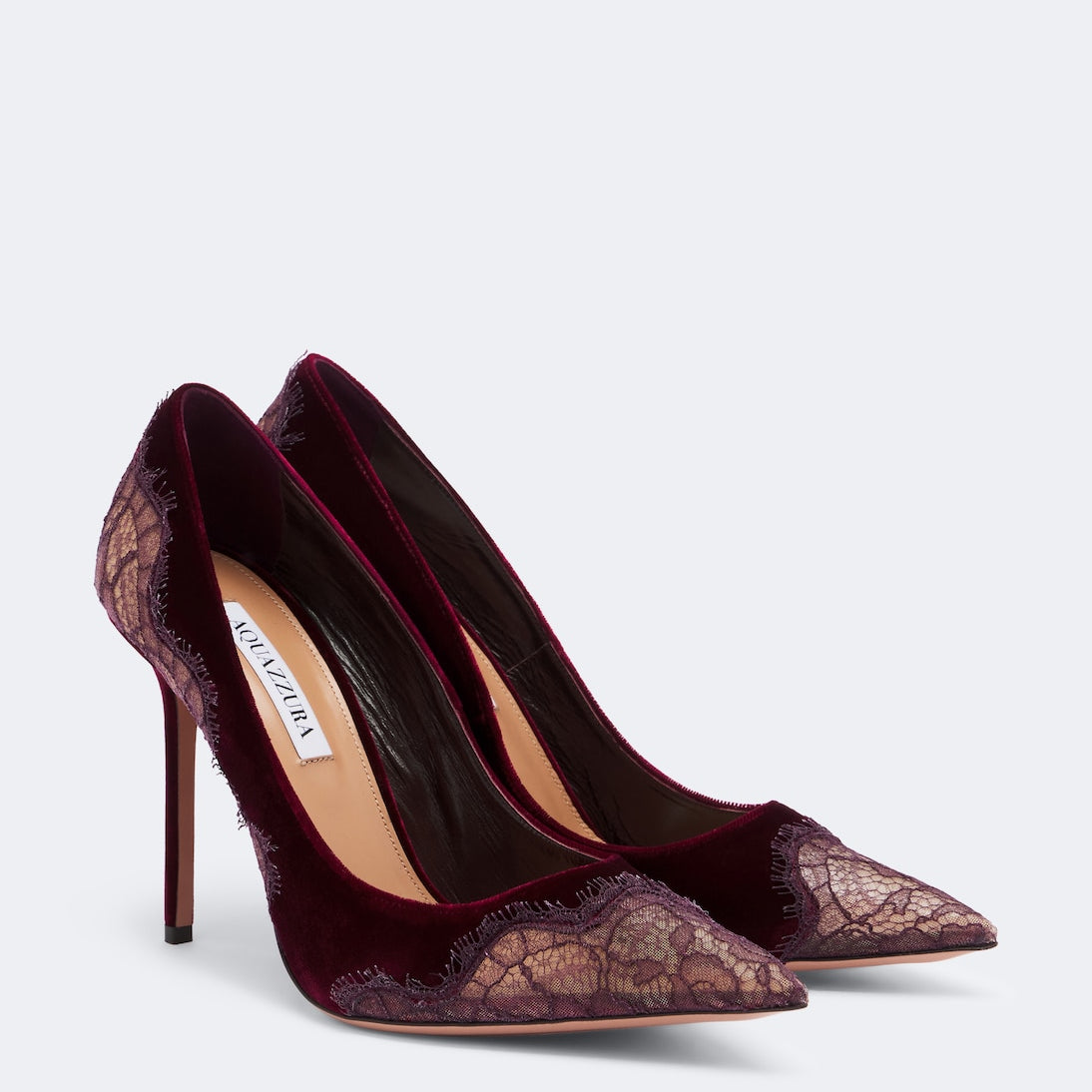 Aquazzura - Meadow lace-trimmed velvet pumps