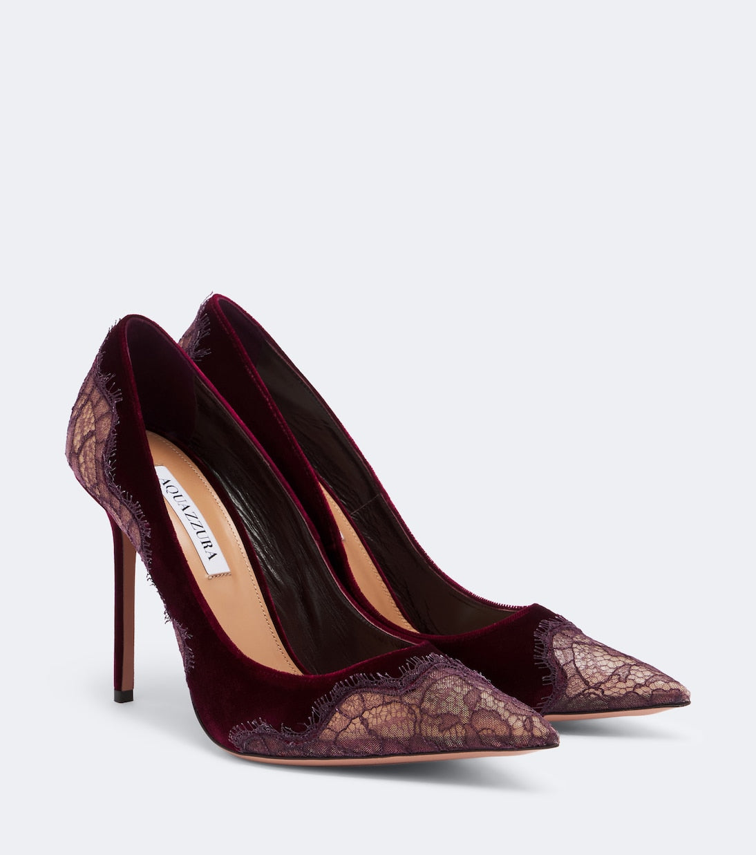 Aquazzura - Meadow lace-trimmed velvet pumps