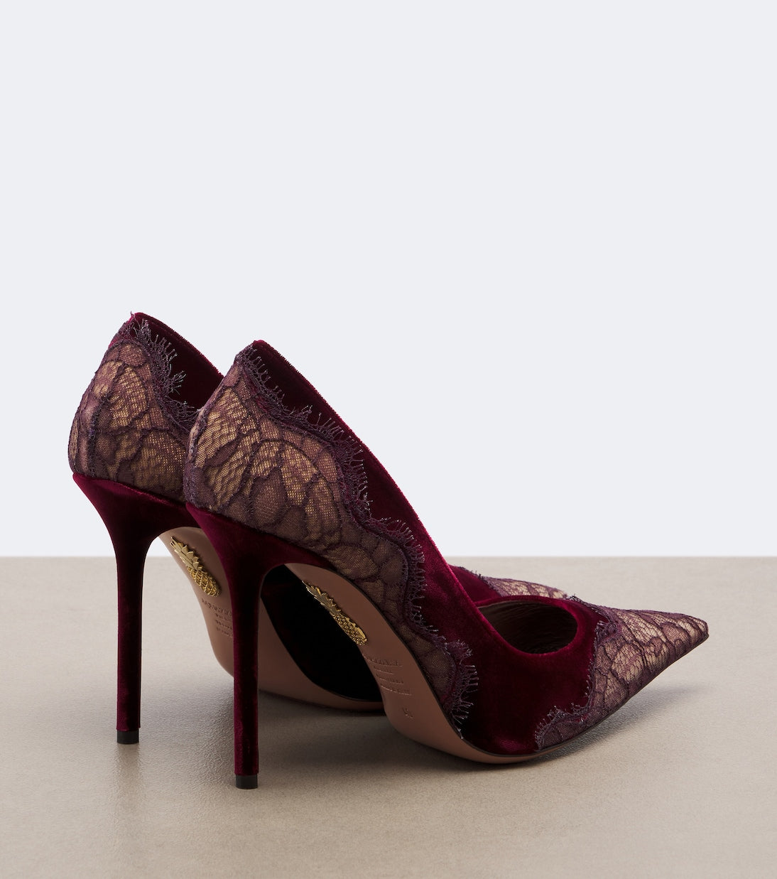 Aquazzura - Meadow lace-trimmed velvet pumps