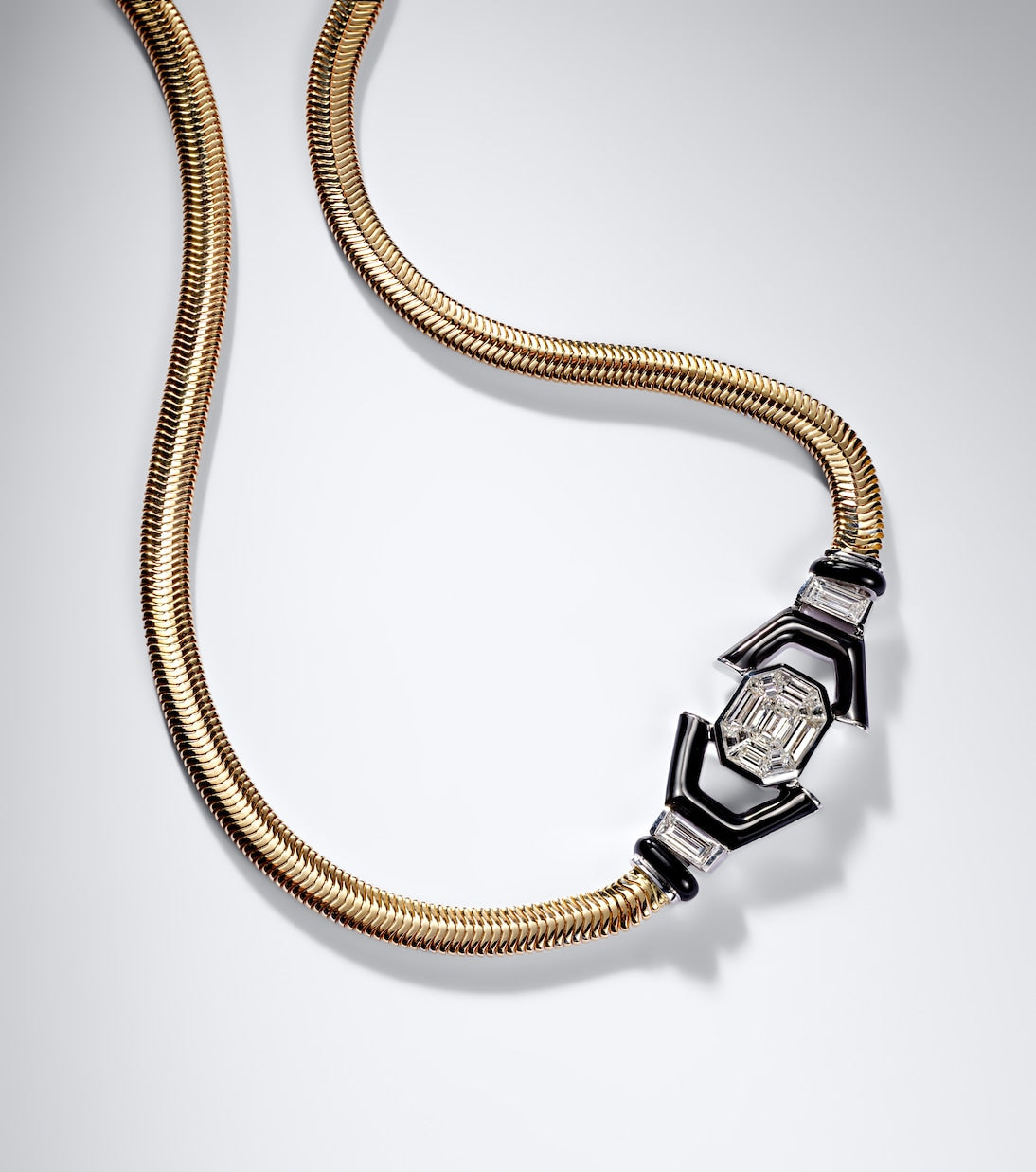 Nikos Koulis - Feelings 18kt gold and enamel necklace with diamonds