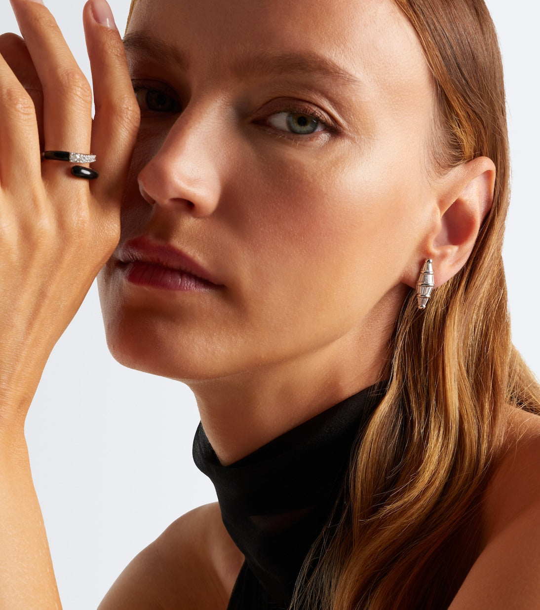 Nikos Koulis - Spectrum Large 18kt white gold earrings with diamonds