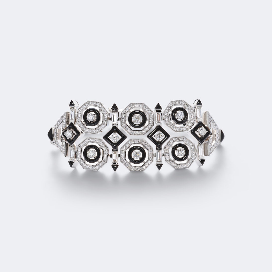 Nikos Koulis - Oui 18kt white gold and enamel bracelet with diamonds