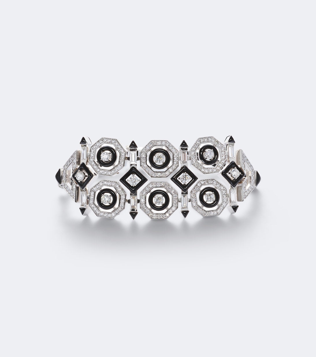 Nikos Koulis - Oui 18kt white gold and enamel bracelet with diamonds