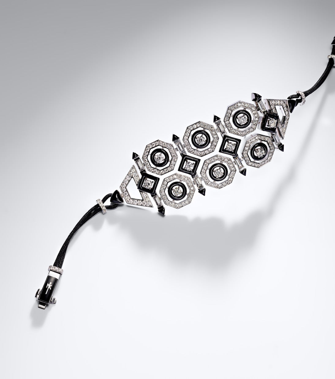 Nikos Koulis - Oui 18kt white gold and enamel bracelet with diamonds