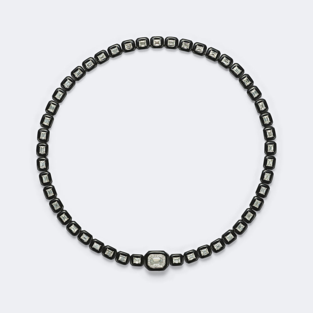 Nikos Koulis - Oui 18kt white gold and enamel necklace with diamonds