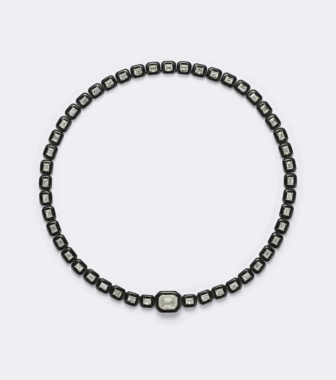 Nikos Koulis - Oui 18kt white gold and enamel necklace with diamonds
