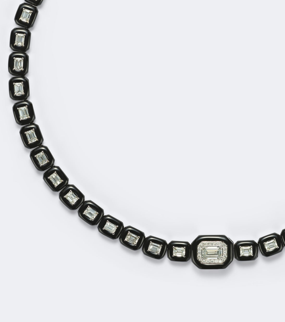Nikos Koulis - Oui 18kt white gold and enamel necklace with diamonds