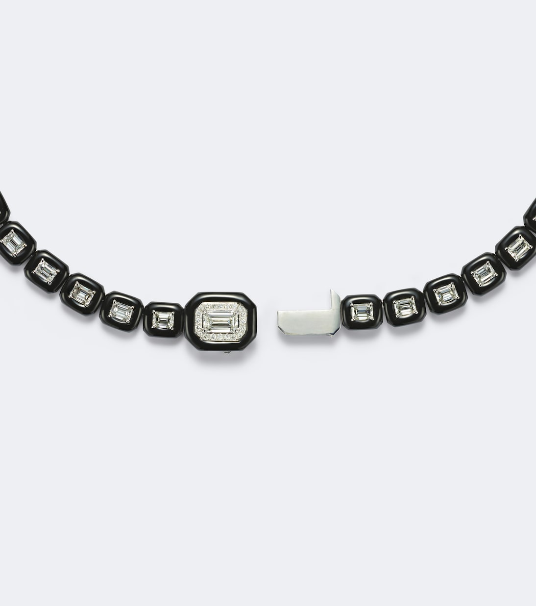 Nikos Koulis - Oui 18kt white gold and enamel necklace with diamonds