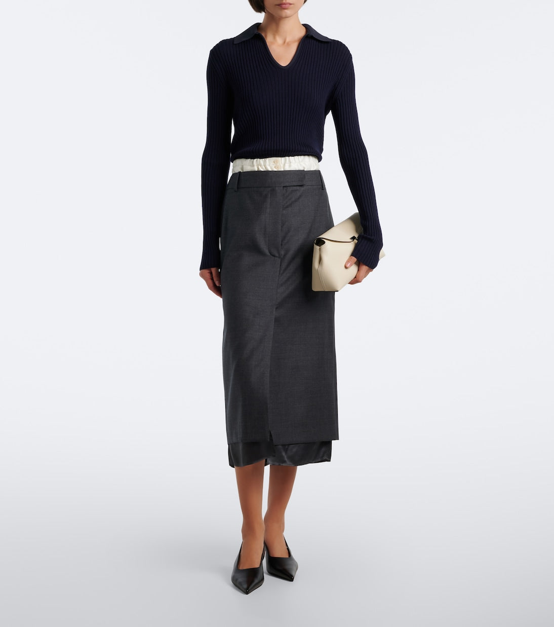 Róhe - Paneled virgin wool pencil skirt