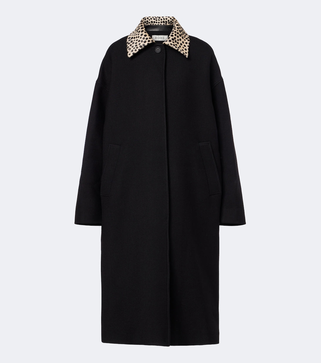 Róhe - Calf hair-trimmed virgin wool coat