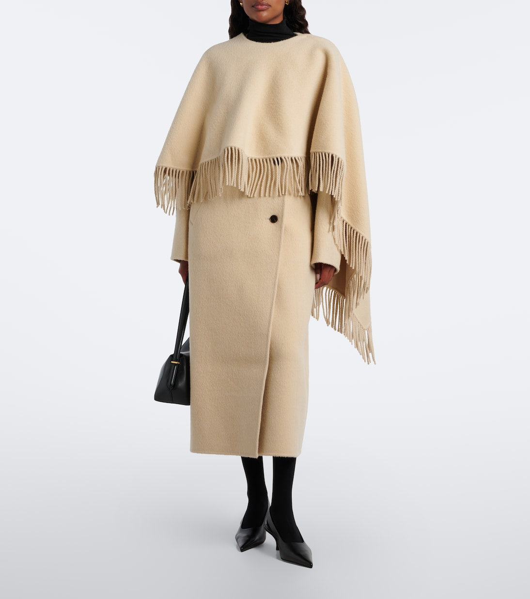 Róhe - Fringed scarf-detail wool and alpaca coat