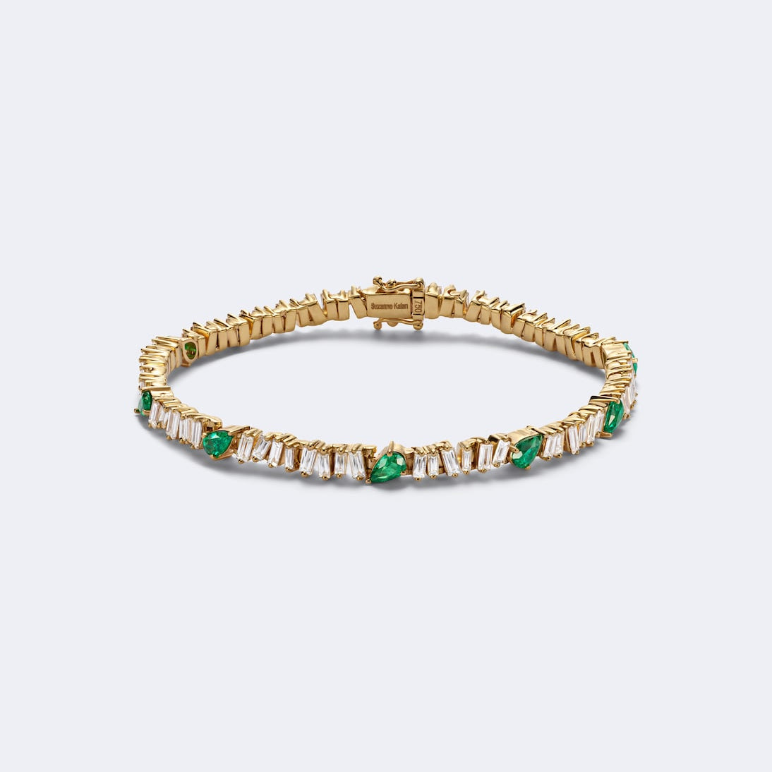 Suzanne Kalan - 18kt gold tennis bracelet with diamonds and emeralds