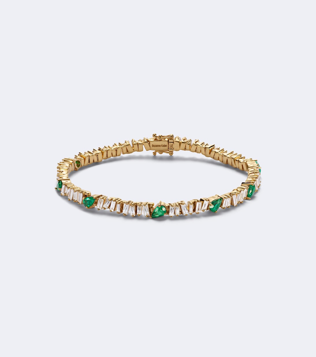 Suzanne Kalan - 18kt gold tennis bracelet with diamonds and emeralds