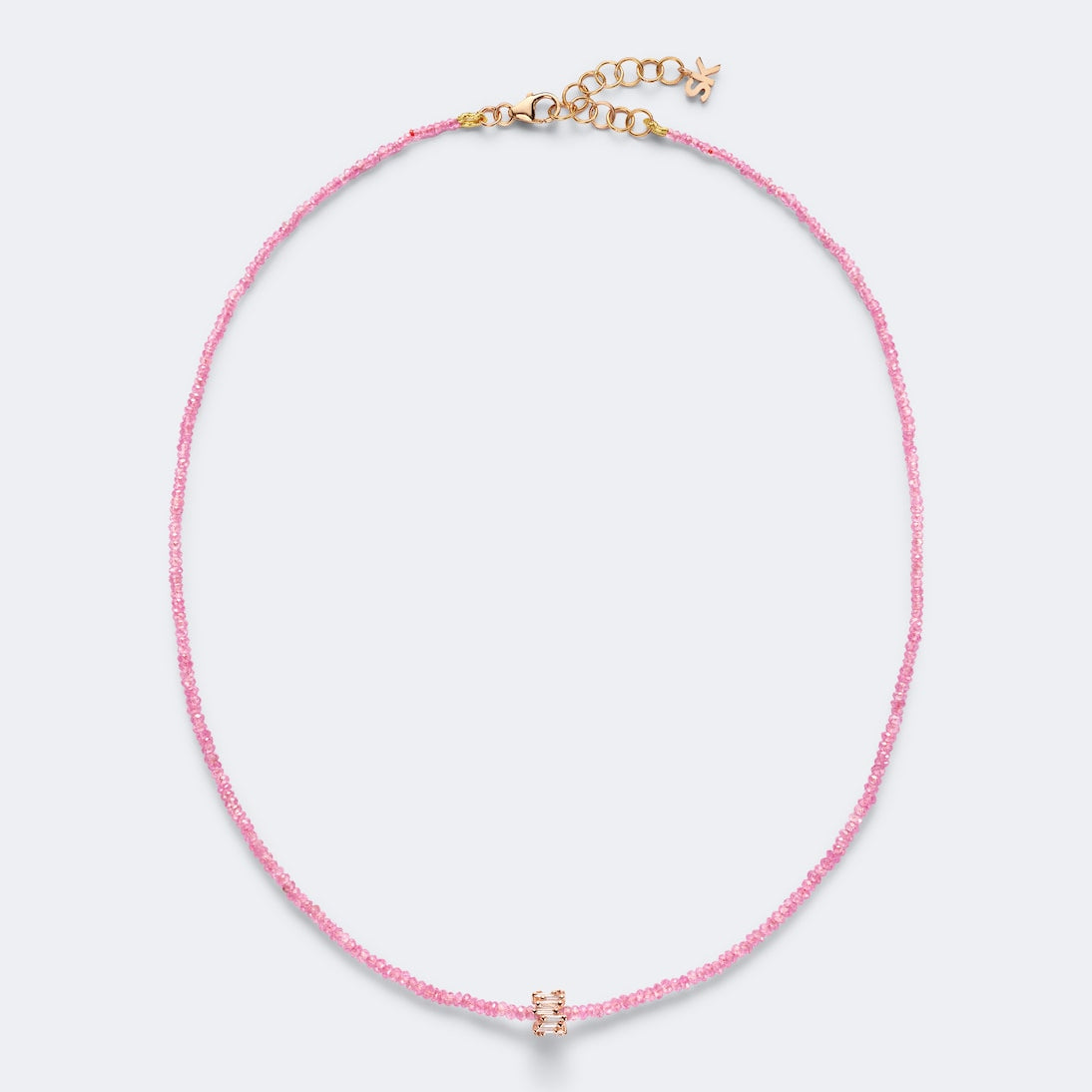 Suzanne Kalan - Infinite 18kt rose gold beaded necklace with spinels and diamonds