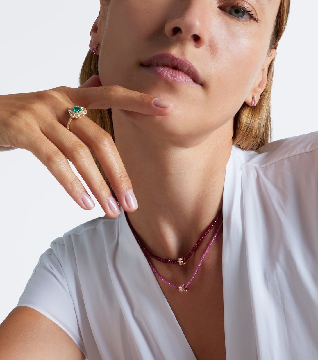 Suzanne Kalan - Infinite 18kt rose gold beaded necklace with spinels and diamonds