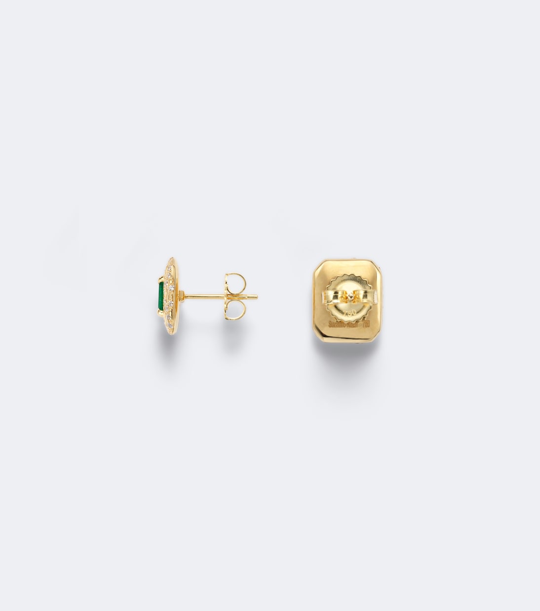 Suzanne Kalan - Halo Portrait 18kt gold earrings with diamonds and emeralds