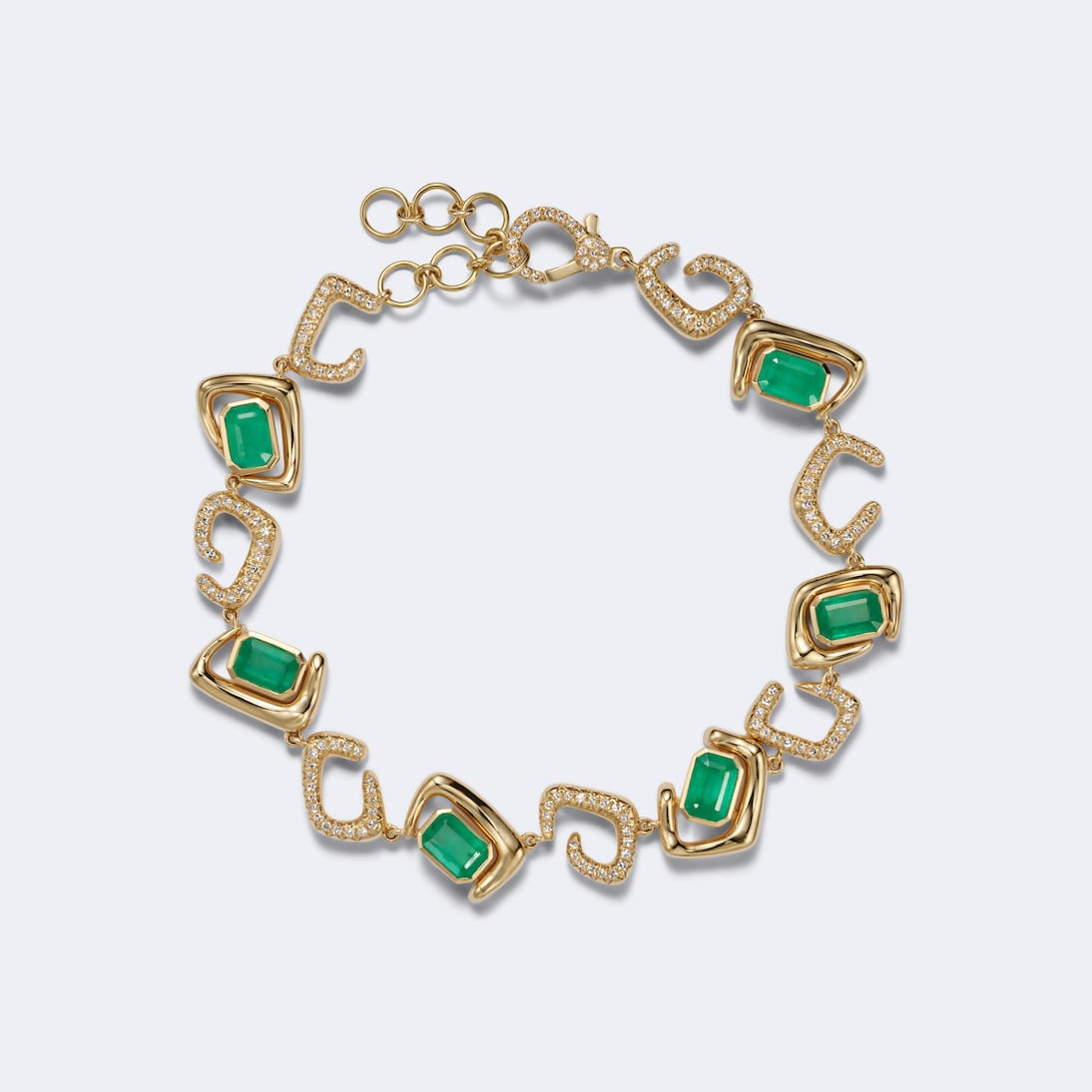 Shay Jewelry - 18kt gold bracelet with emeralds and diamonds