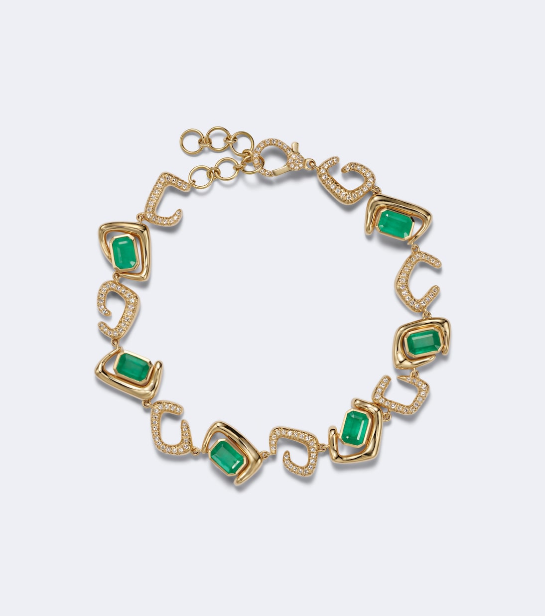 Shay Jewelry - 18kt gold bracelet with emeralds and diamonds