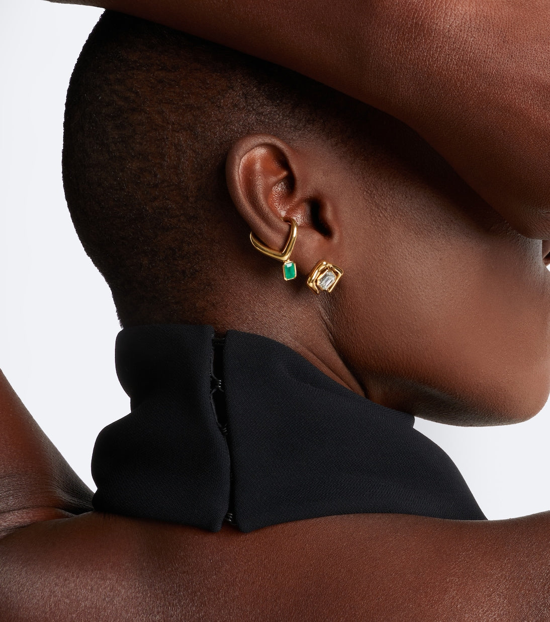 Shay Jewelry - Zar 18kt gold ear cuff with emerald