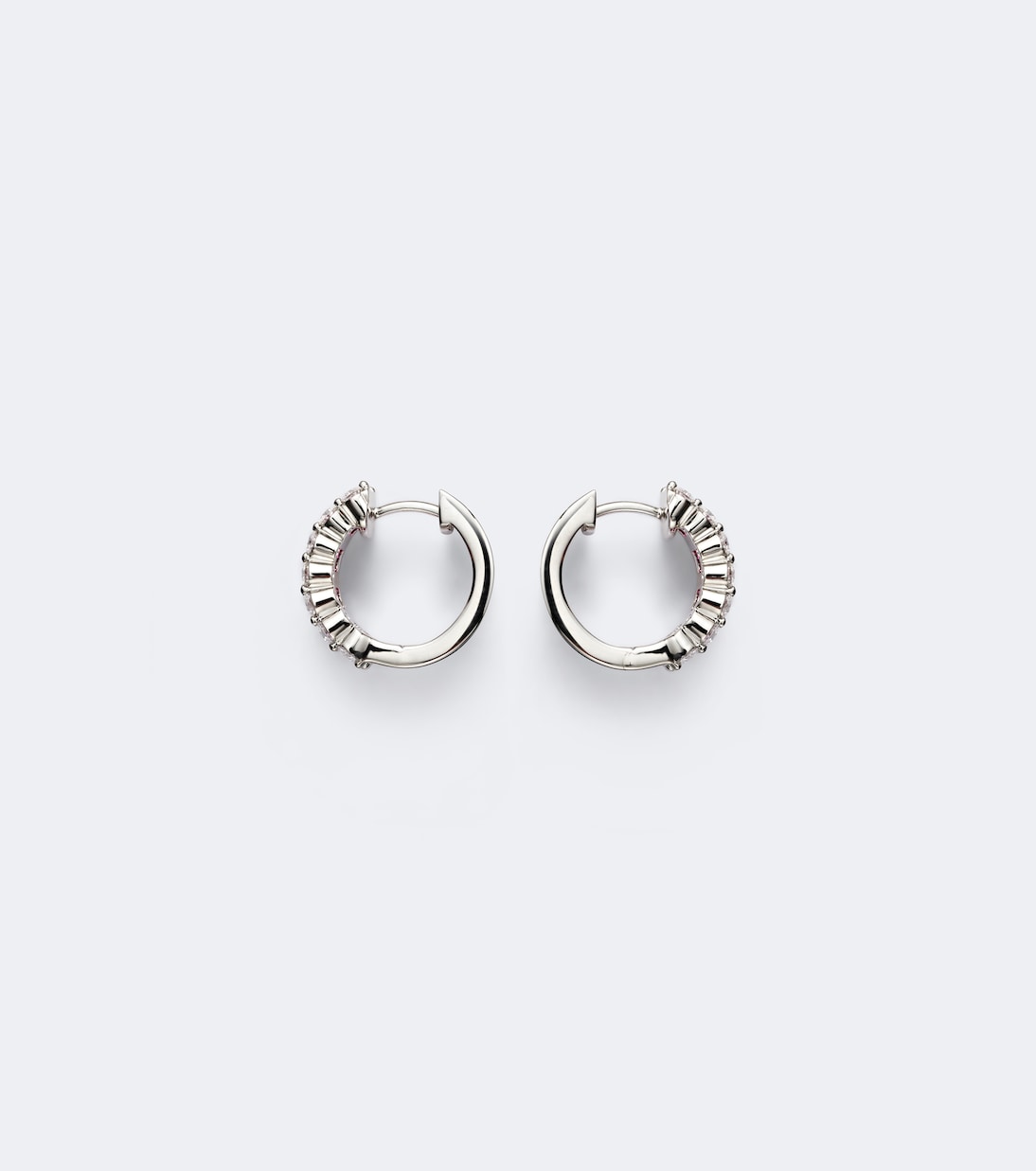 Bucherer Fine Jewellery - Baguette Love 18kt white gold hoop earrings with rubies and diamonds