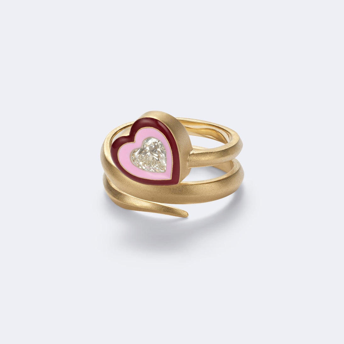 Kamyen - Love Loop 18kt gold and enamel ring with diamond