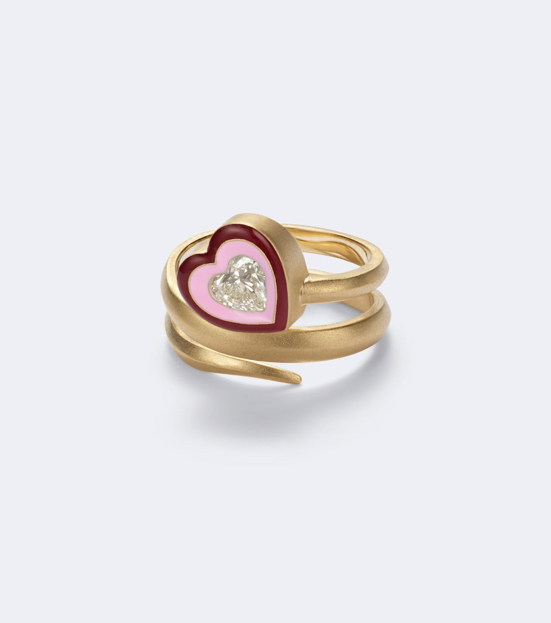 Kamyen - Love Loop 18kt gold and enamel ring with diamond