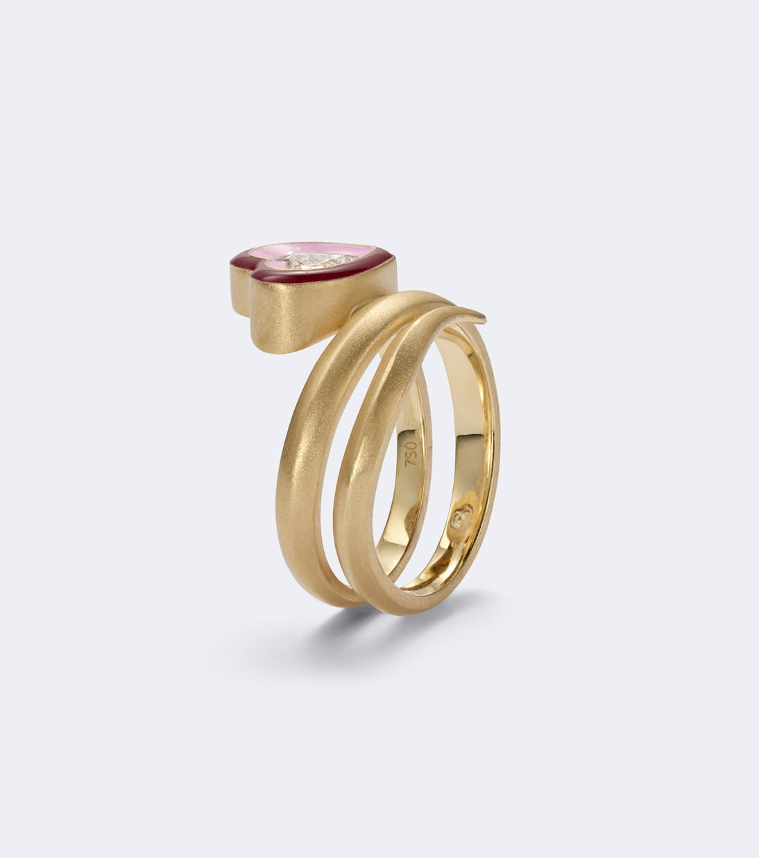 Kamyen - Love Loop 18kt gold and enamel ring with diamond