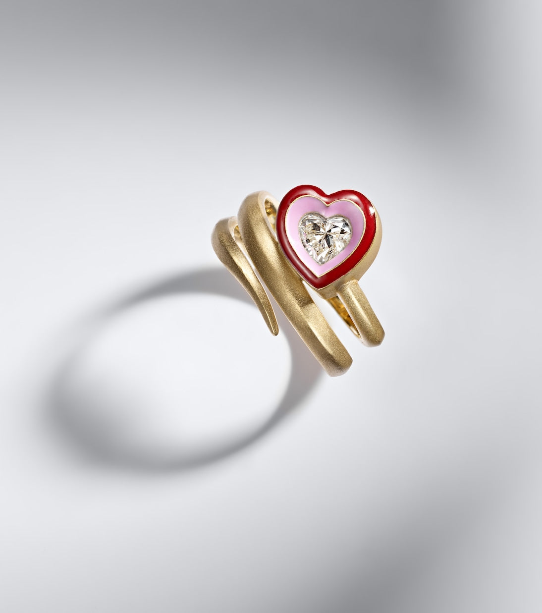Kamyen - Love Loop 18kt gold and enamel ring with diamond