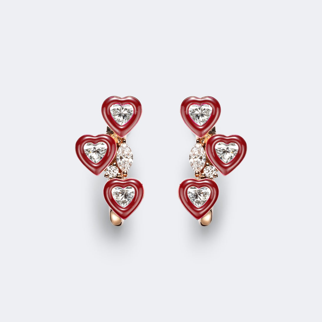 Kamyen - Candy Crush 18kt rose gold and enamel earrings with diamonds