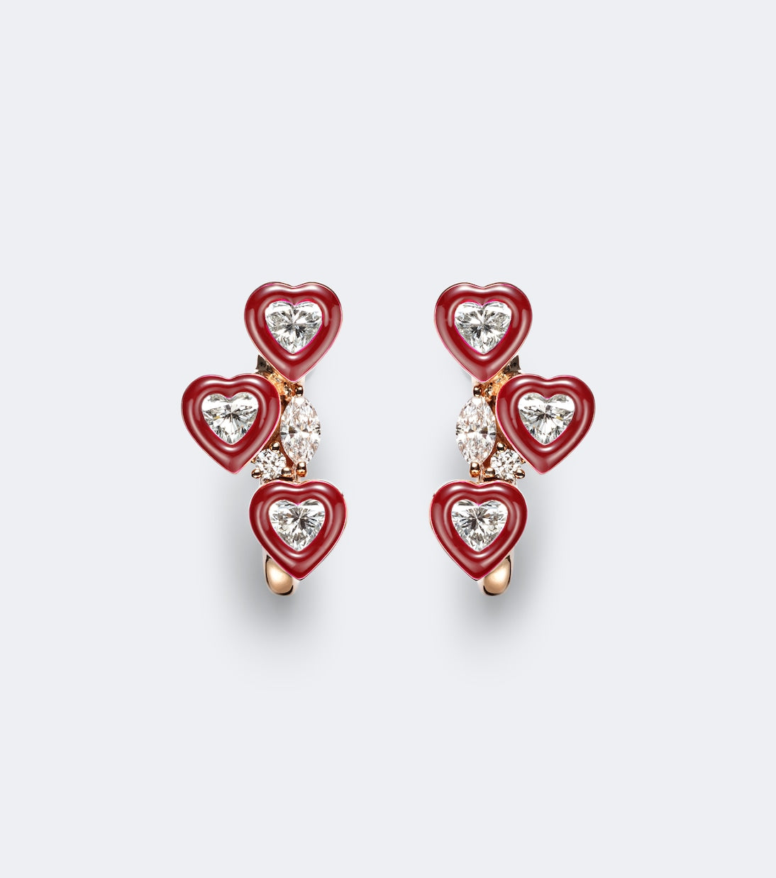 Kamyen - Candy Crush 18kt rose gold and enamel earrings with diamonds