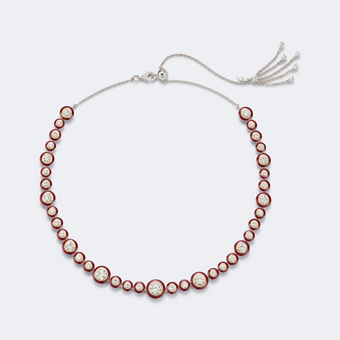 Kamyen - Polka Dots 18kt white gold and enamel necklace with diamonds