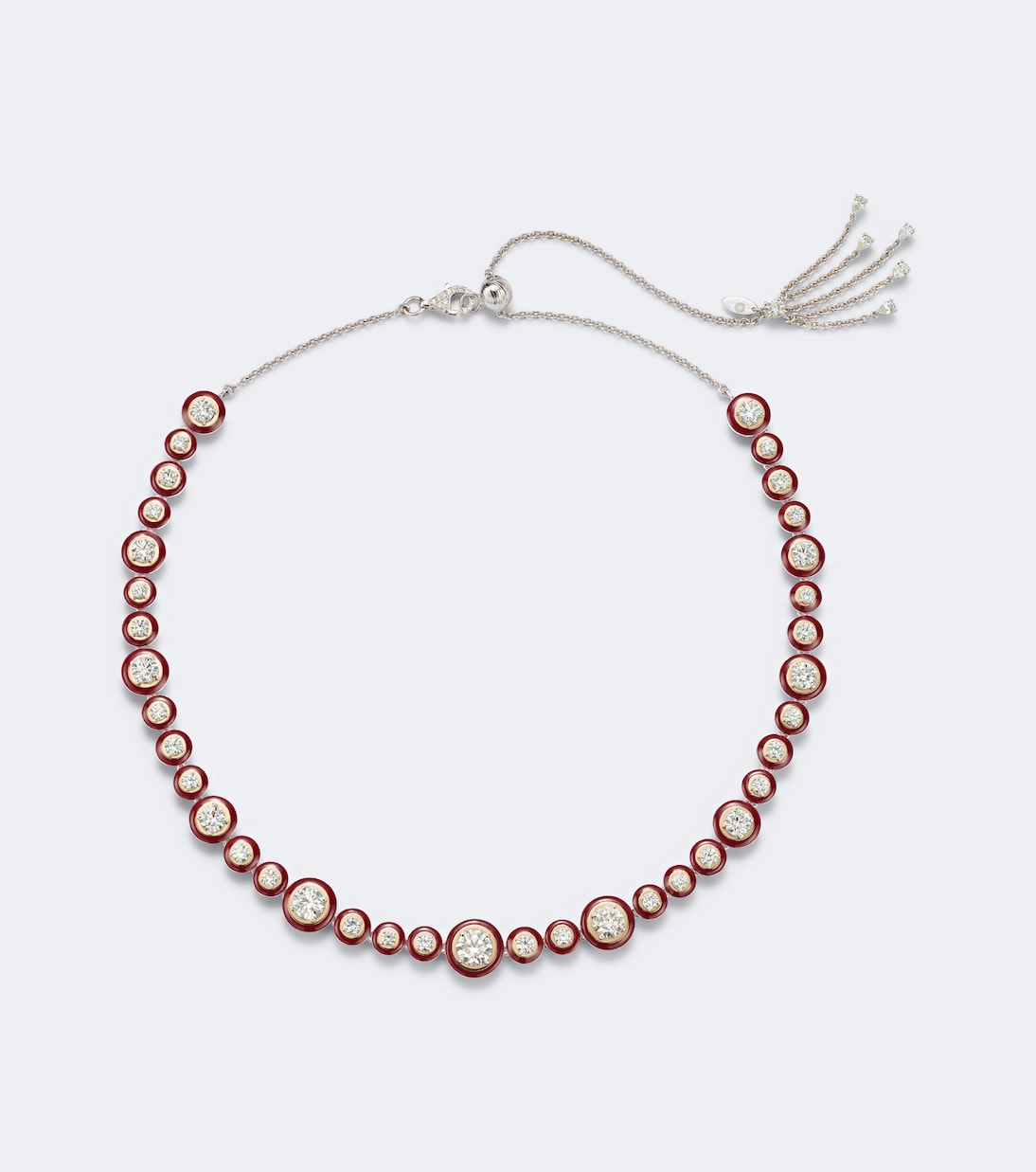 Kamyen - Polka Dots 18kt white gold and enamel necklace with diamonds