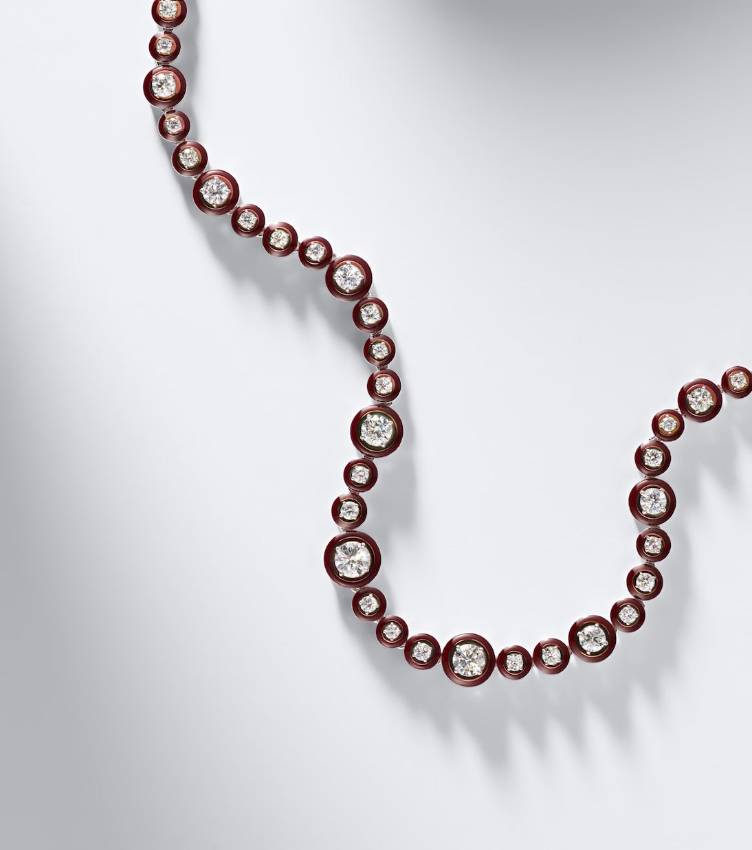 Kamyen - Polka Dots 18kt white gold and enamel necklace with diamonds