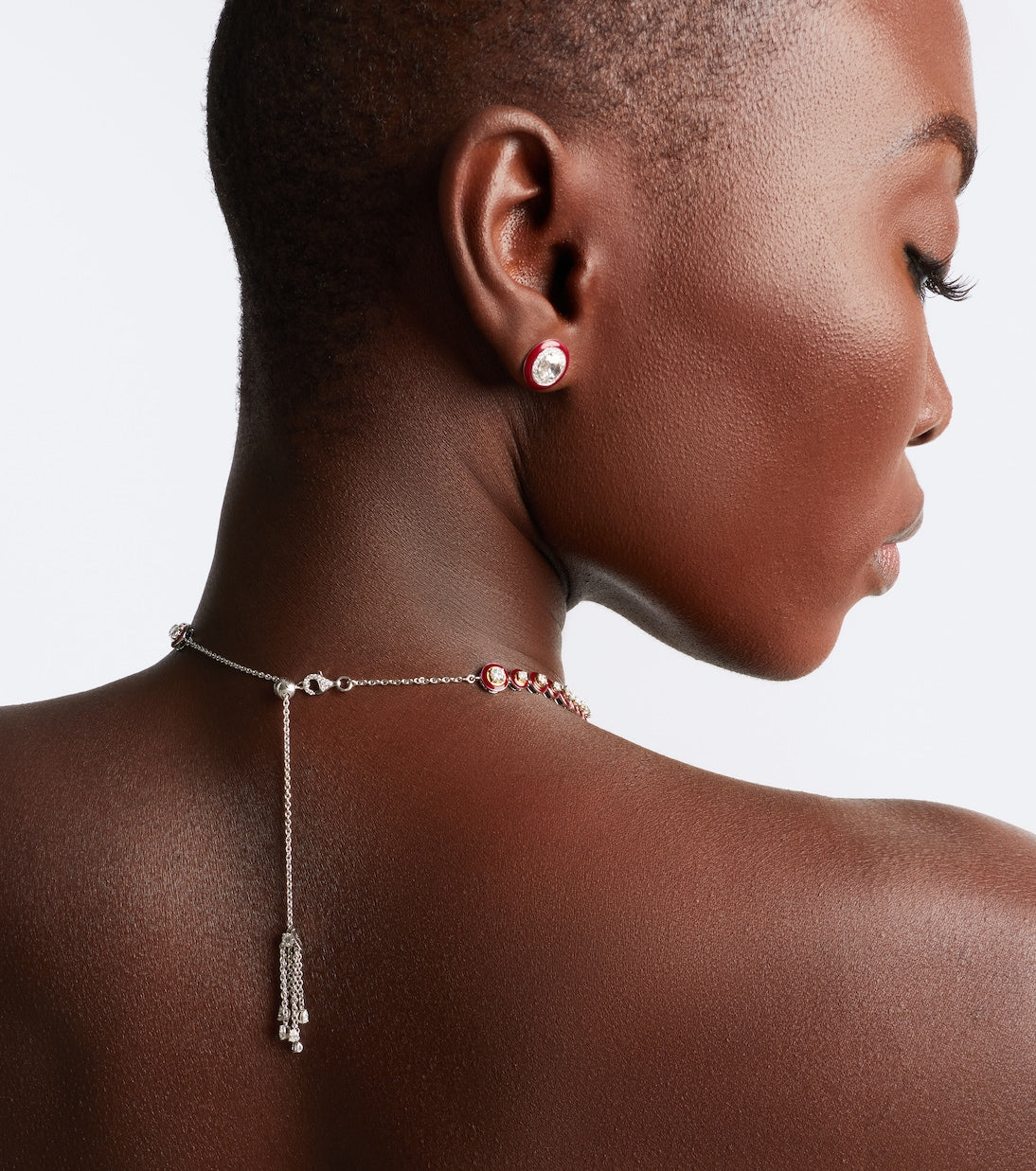 Kamyen - Polka Dots 18kt white gold and enamel necklace with diamonds