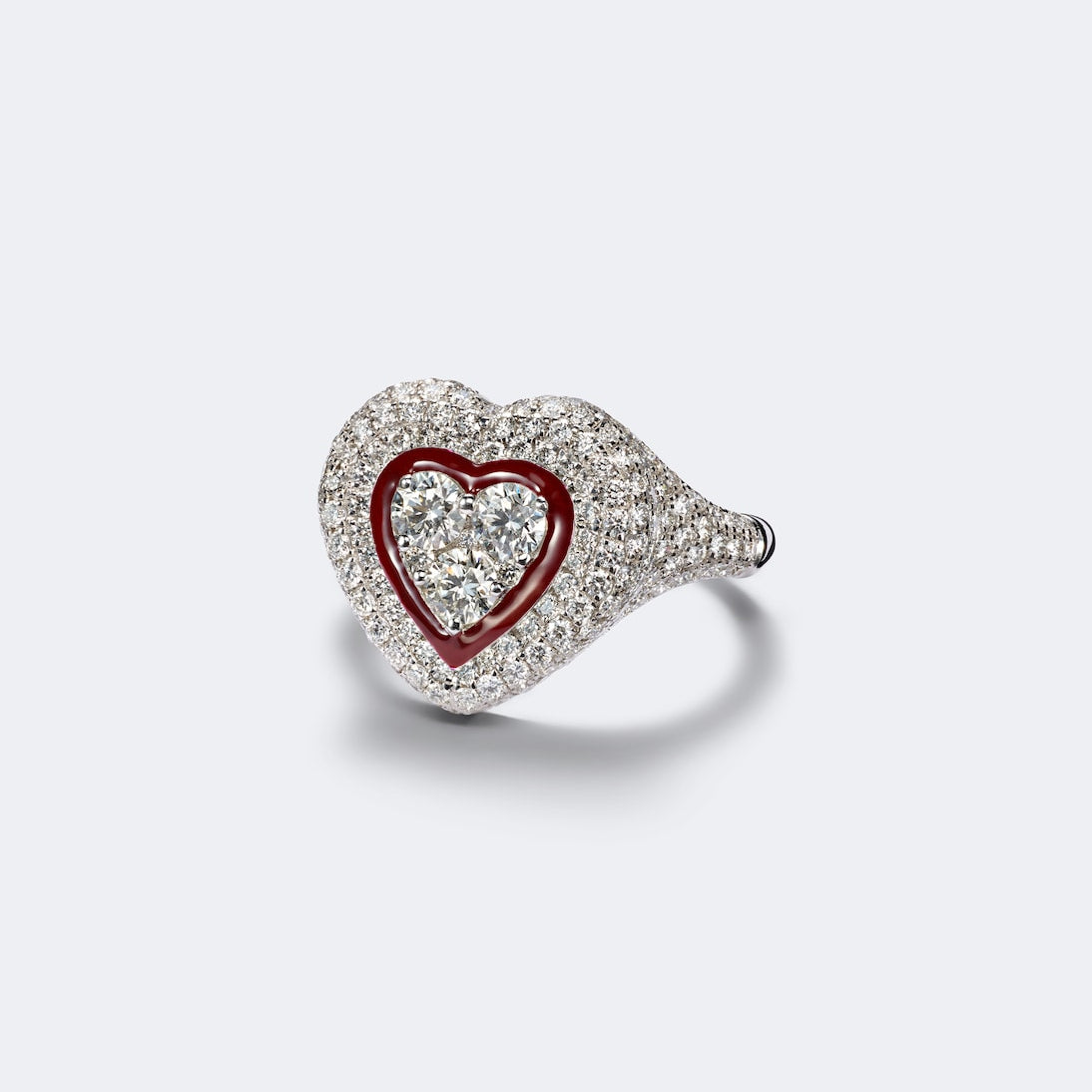 Kamyen - Love Pop 18kt white gold and enamel pinky ring with diamonds