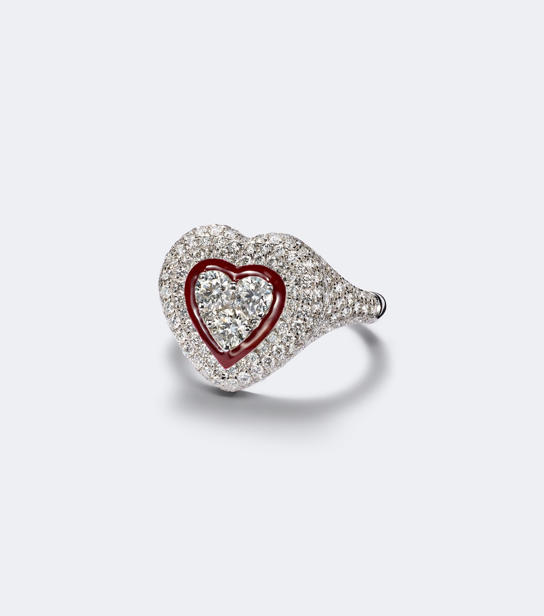 Kamyen - Love Pop 18kt white gold and enamel pinky ring with diamonds