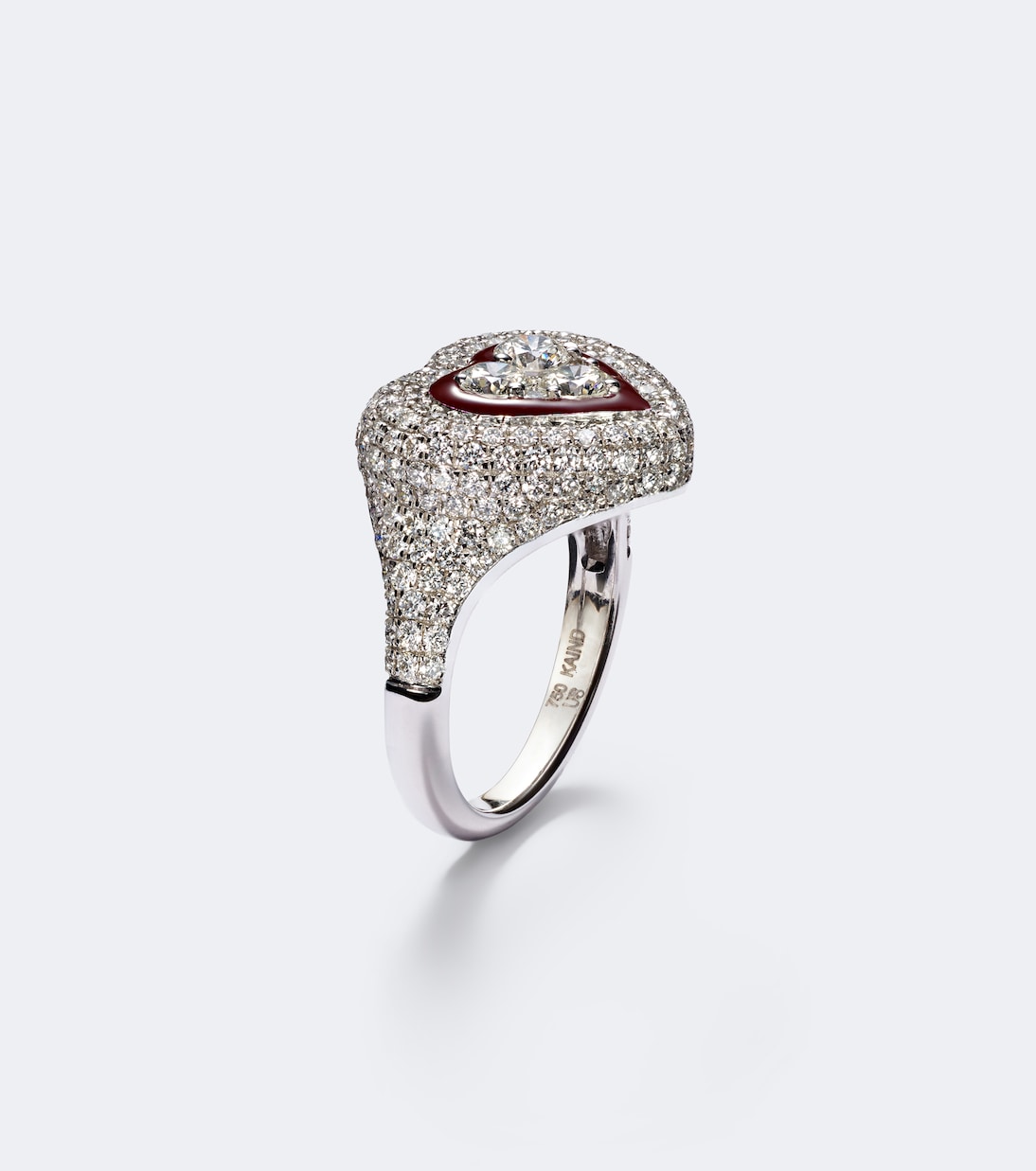 Kamyen - Love Pop 18kt white gold and enamel pinky ring with diamonds