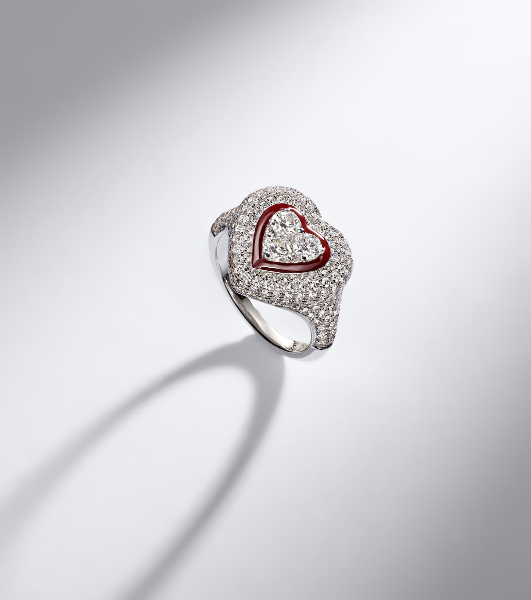 Kamyen - Love Pop 18kt white gold and enamel pinky ring with diamonds