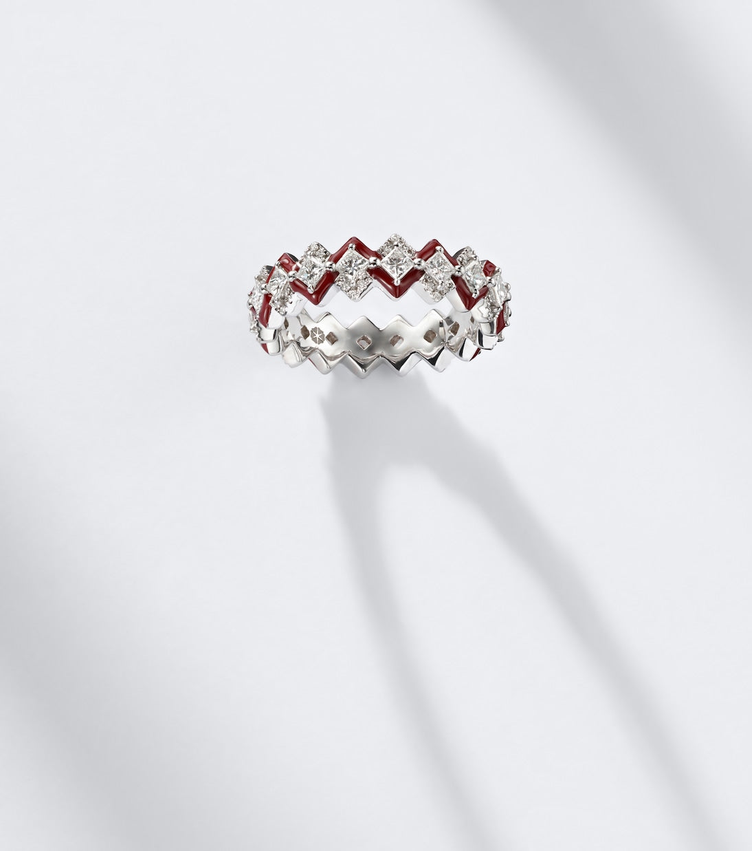 Kamyen - Puzzle 18kt white gold and enamel ring with diamonds