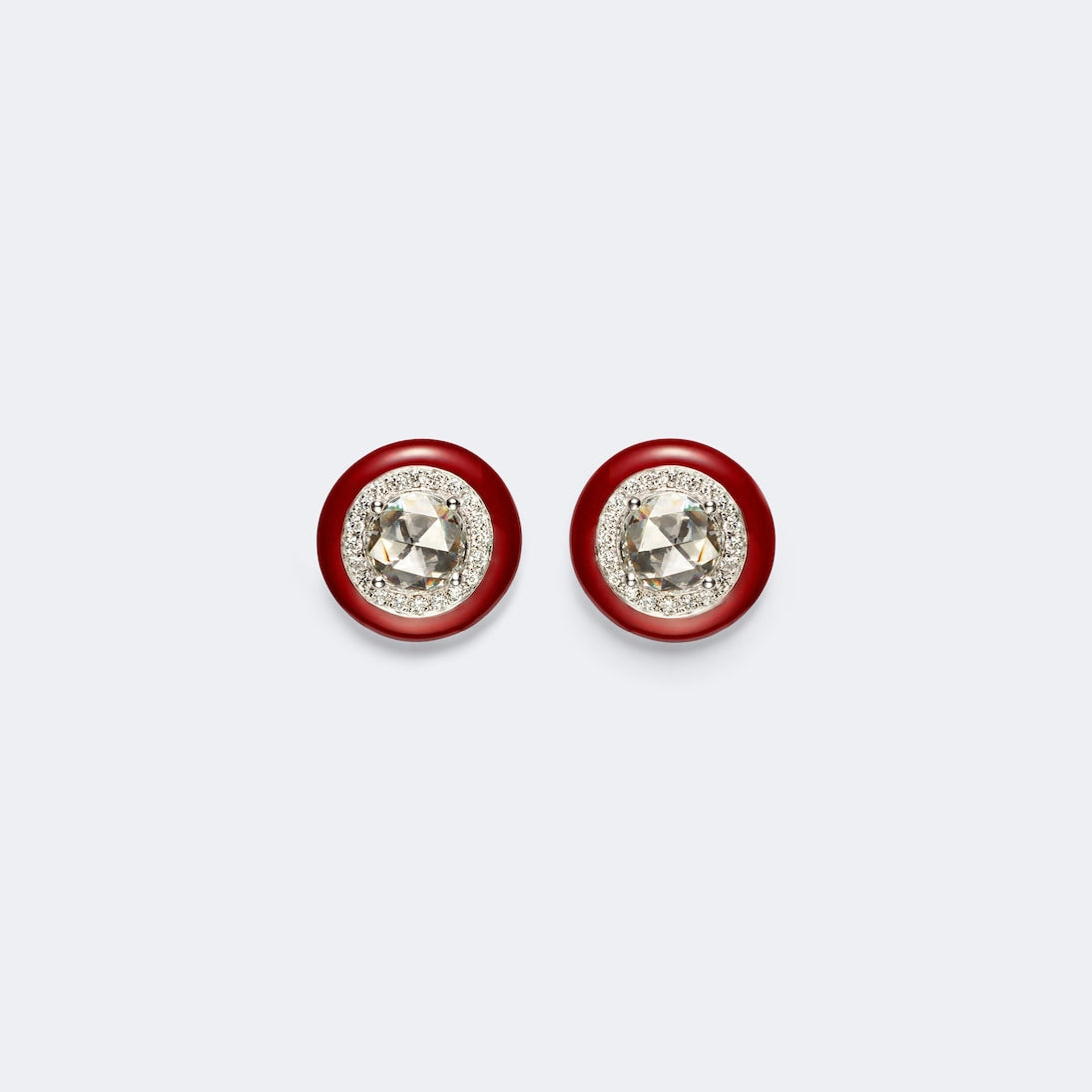 Kamyen - Candy Dots 18kt white gold and enamel earrings with diamonds