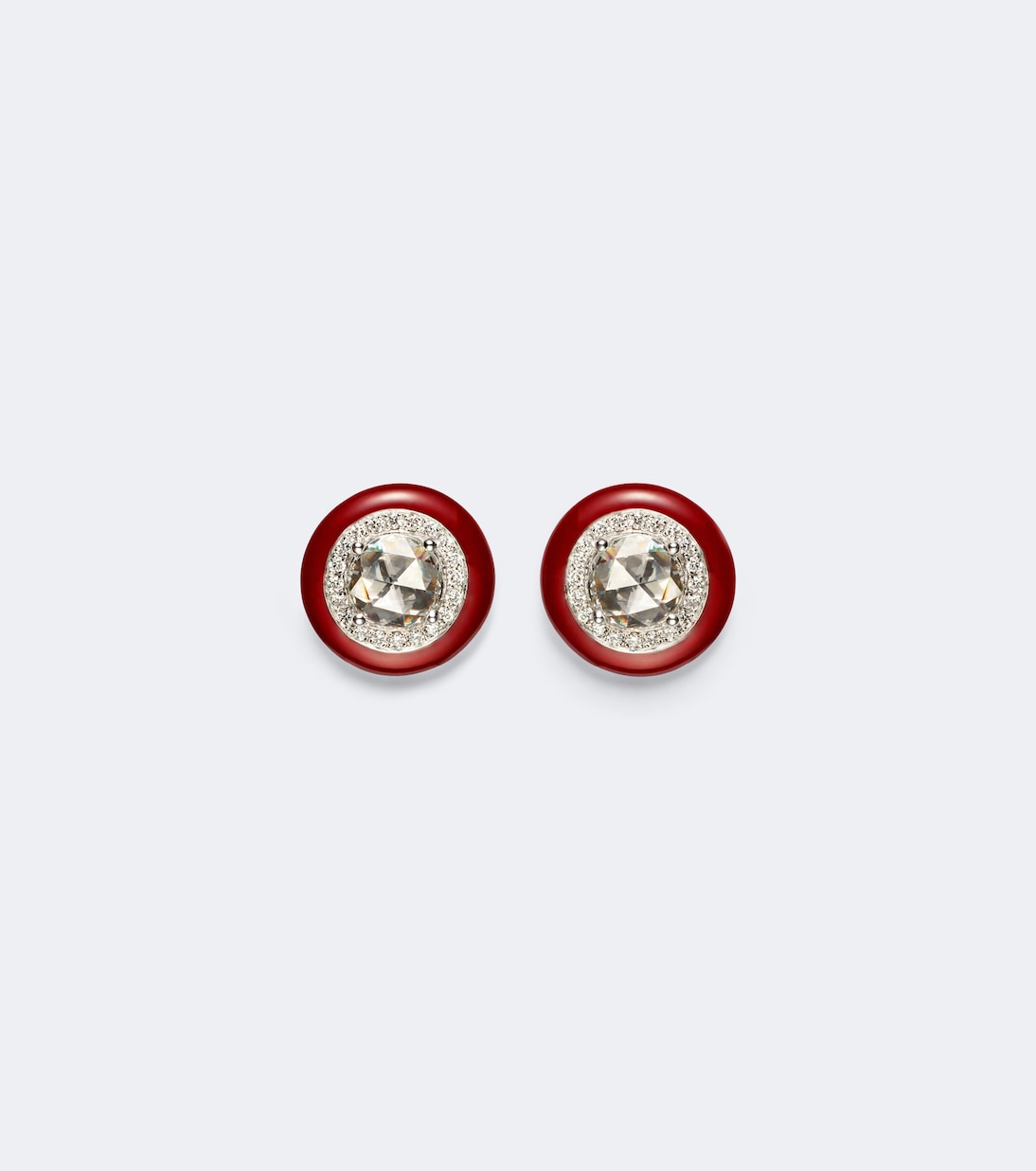 Kamyen - Candy Dots 18kt white gold and enamel earrings with diamonds