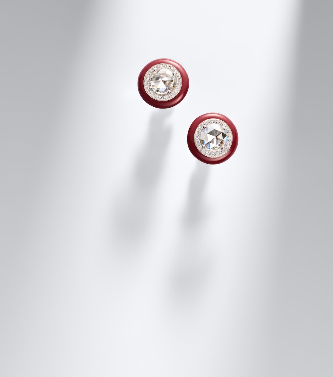 Kamyen - Candy Dots 18kt white gold and enamel earrings with diamonds