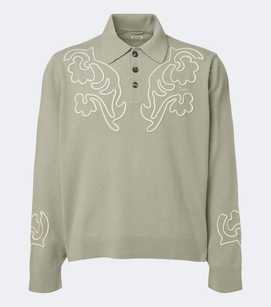 Bode - Blaze embroidered wool polo sweater