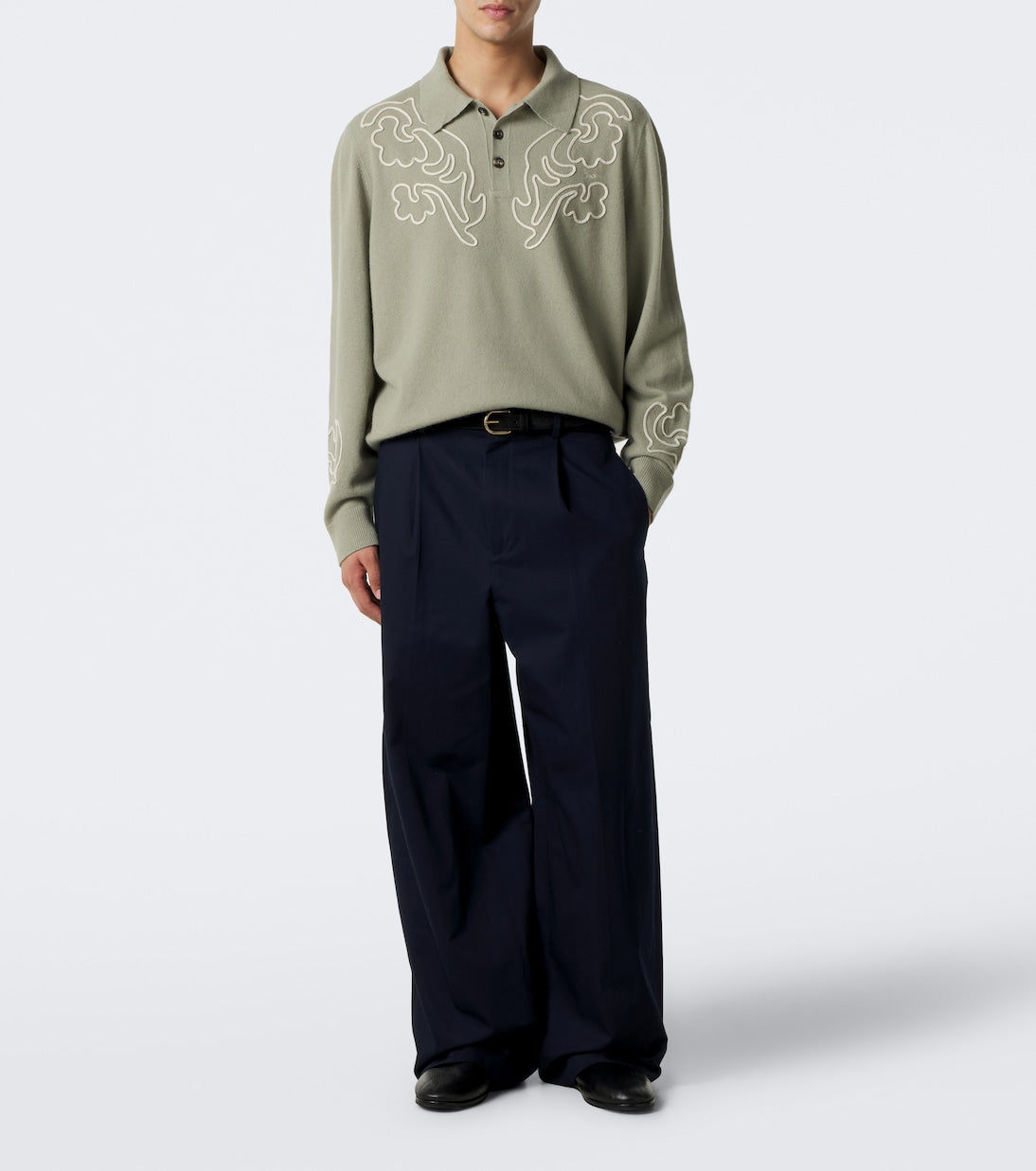 Bode - Blaze embroidered wool polo sweater