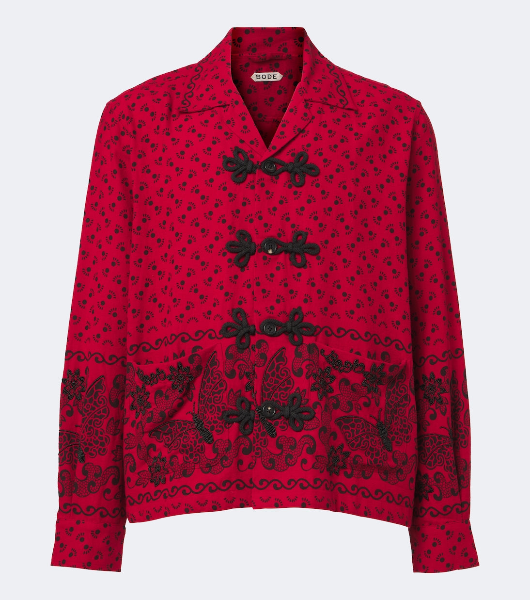 Bode - Beaded Kerchief printed cotton flannel shirt